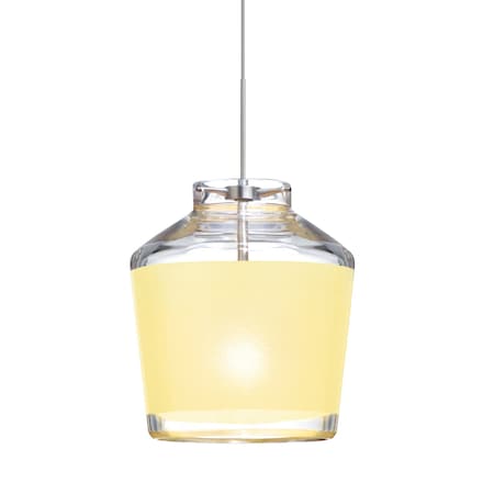 Besa Lighting Pica 6 Cord Pendant, Creme Sand, Satin Nickel Finish, 1x5W LED 1XT-PIC6CR-LED-SN